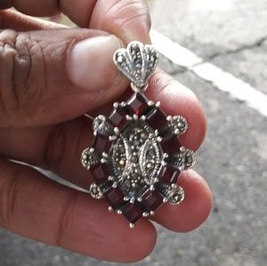 .925 Oxided Garnet Pendant